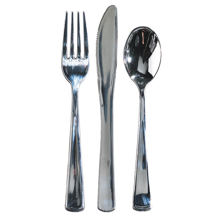 Metallic plastic cutlery set