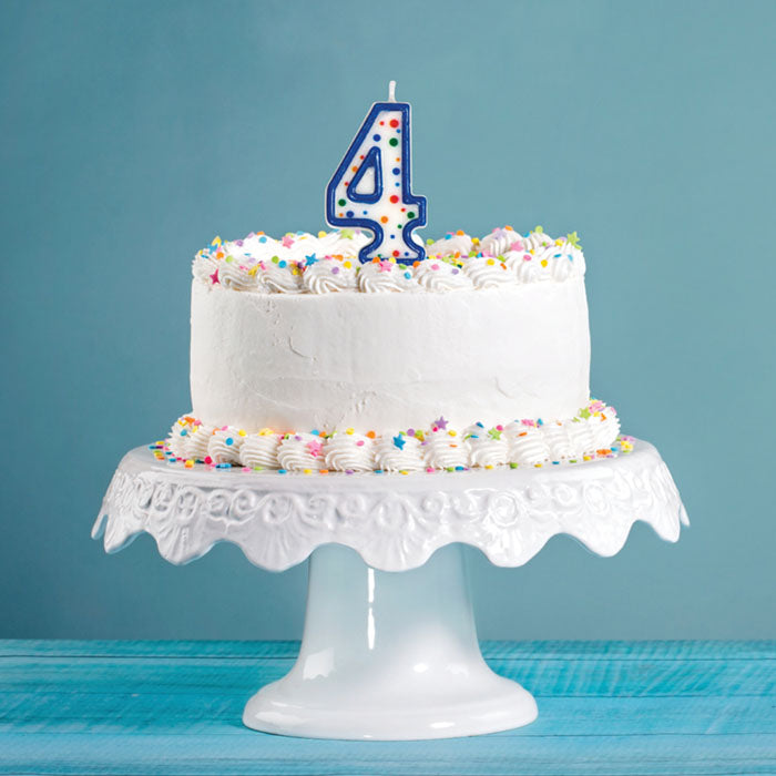 Polka Dot #4 Candles 6 ct in a cake