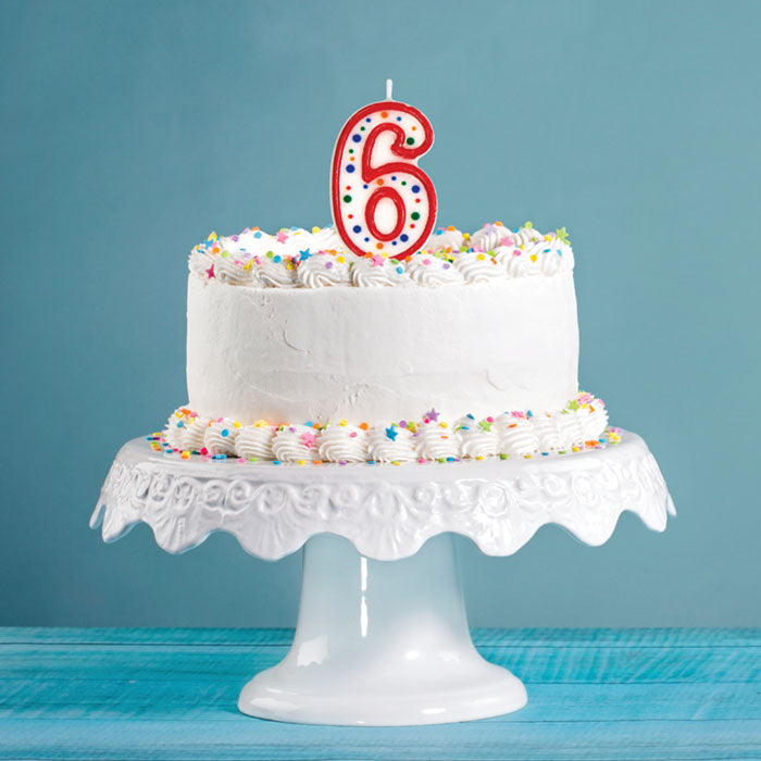 Polka Dot #6 Candles 6 ct in a cake