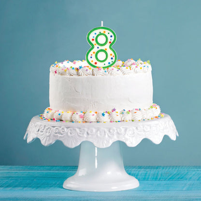 Polka Dot #8 Candles 6 ct in a cake