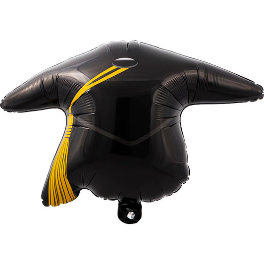 Black Graduation Cap Mylar Balloons 10 ct