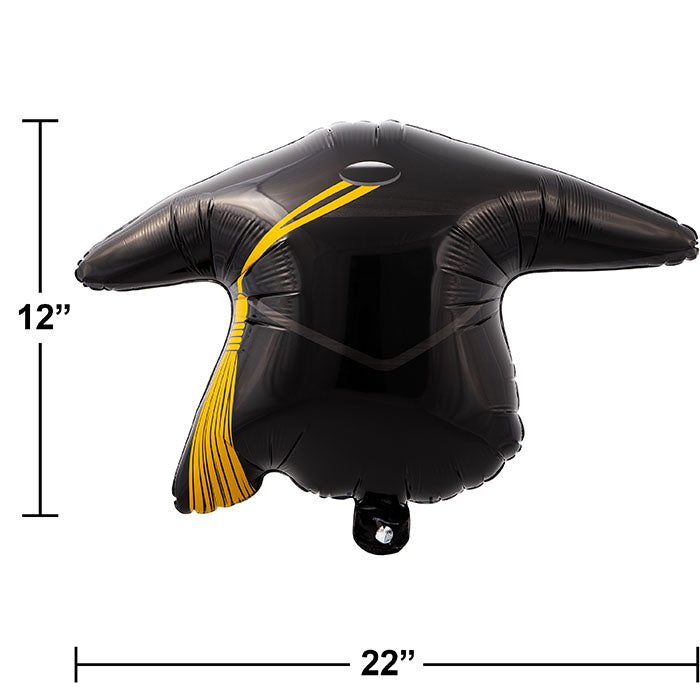 Black Graduation Cap Mylar Balloons 10 ct