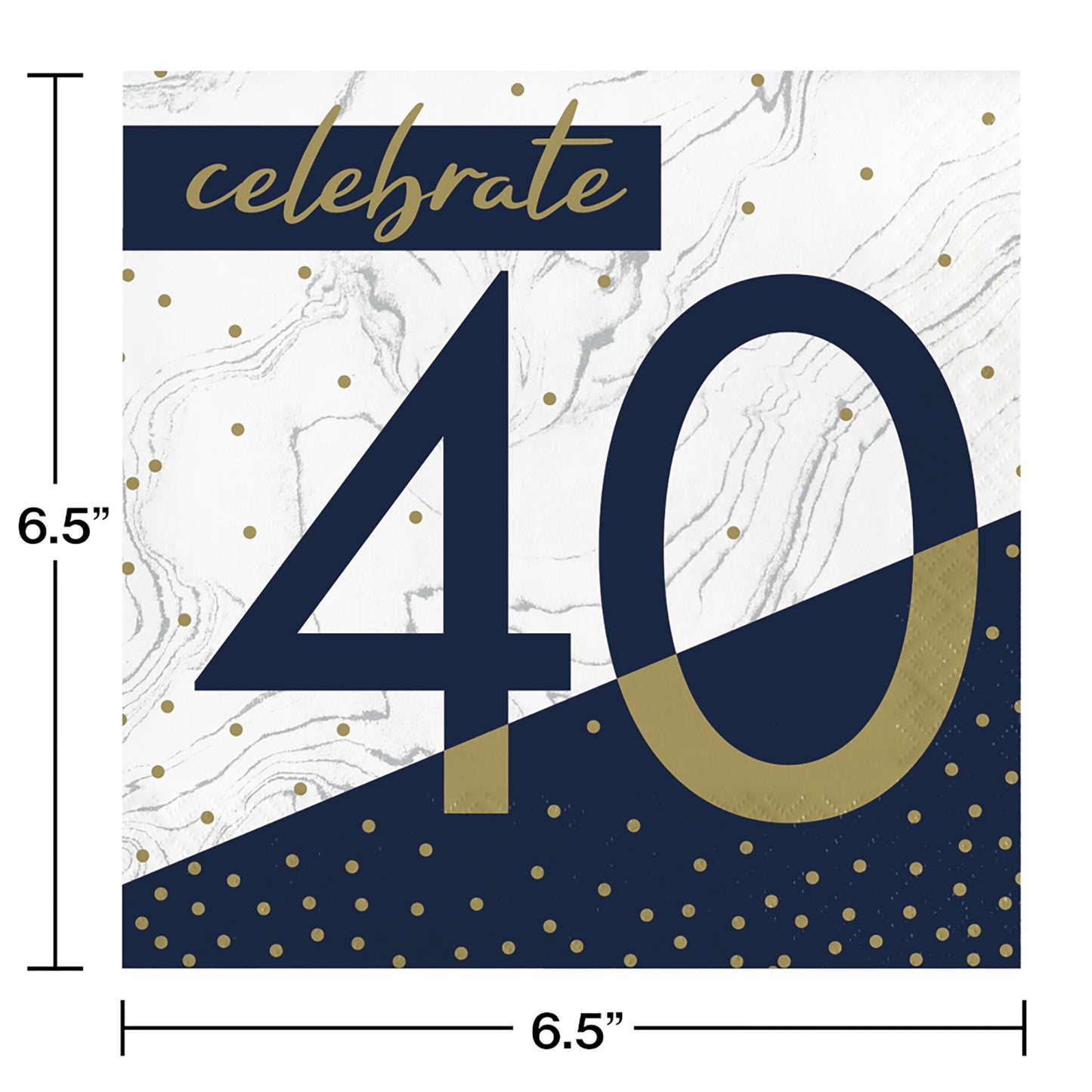 Navy and Gold 40th Birthday Luncheon Napkins 192 ct