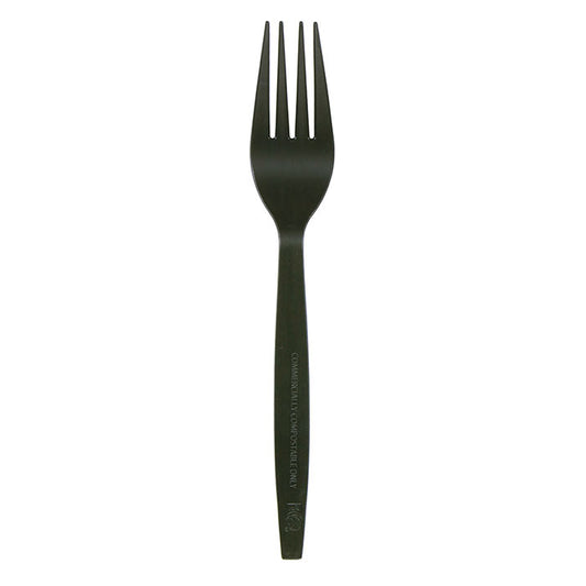 7" Black Plastic Forks 1000 ct