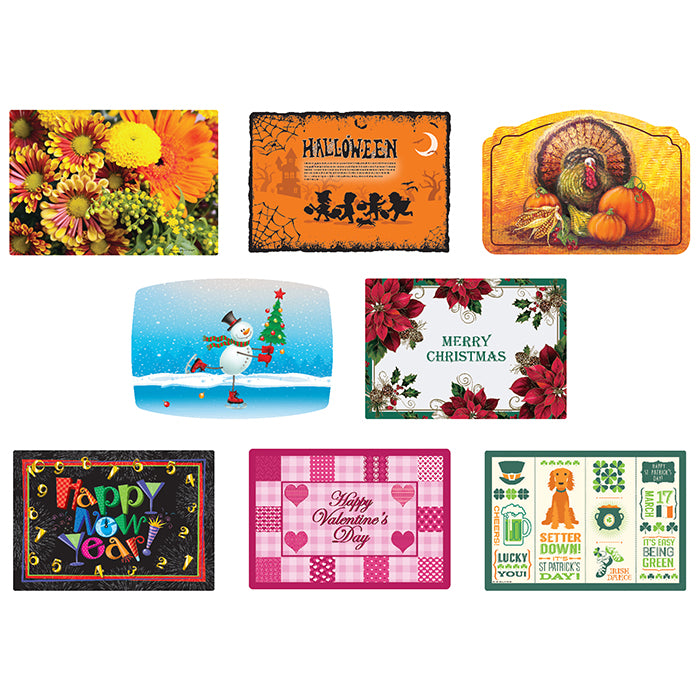 10" x 14" Fall and Winter Paper Placemats 8 Designs Combo Pack 1000 ct