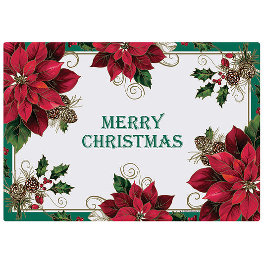 10" x 14" Traditional Poinsettia Paper Placemats 1000 ct