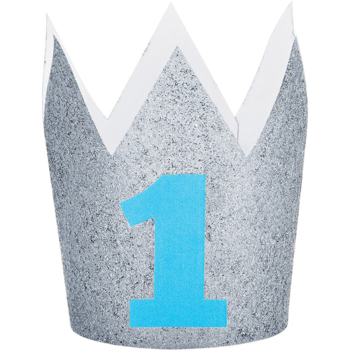 1st Birthday Boy Crowns 6 ct