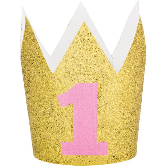 1st Birthday Girl Crowns 6 ct