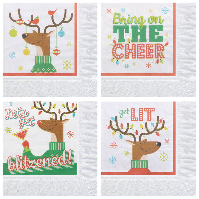 5" Reindeer Games Beverage Napkins 1000 ct