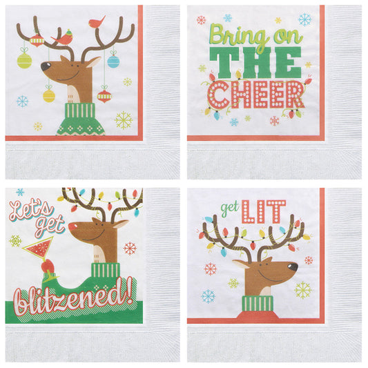 5" Reindeer Games Beverage Napkins 1000 ct