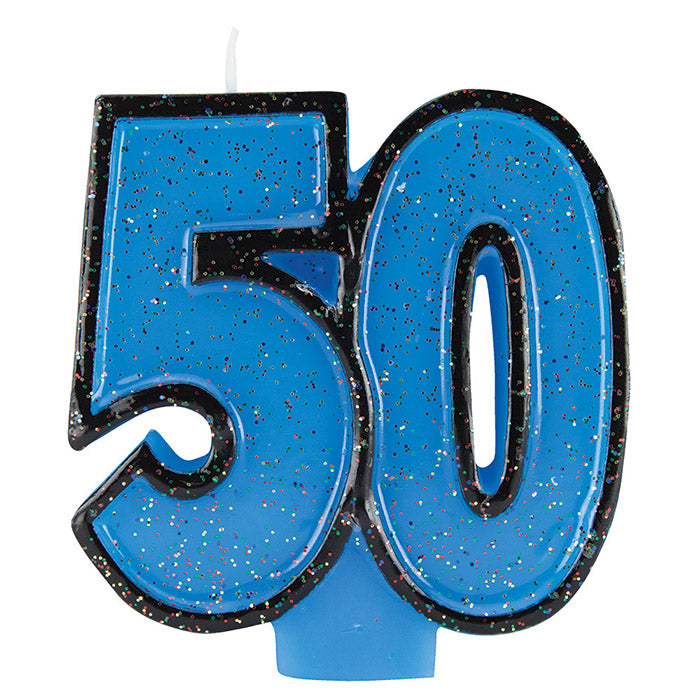 50th Birthday Glitter Candles 6 ct