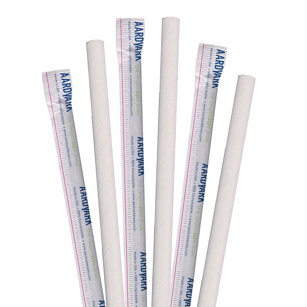 7.75" Wrapped White Giant Paper Straws - 2200 ct.