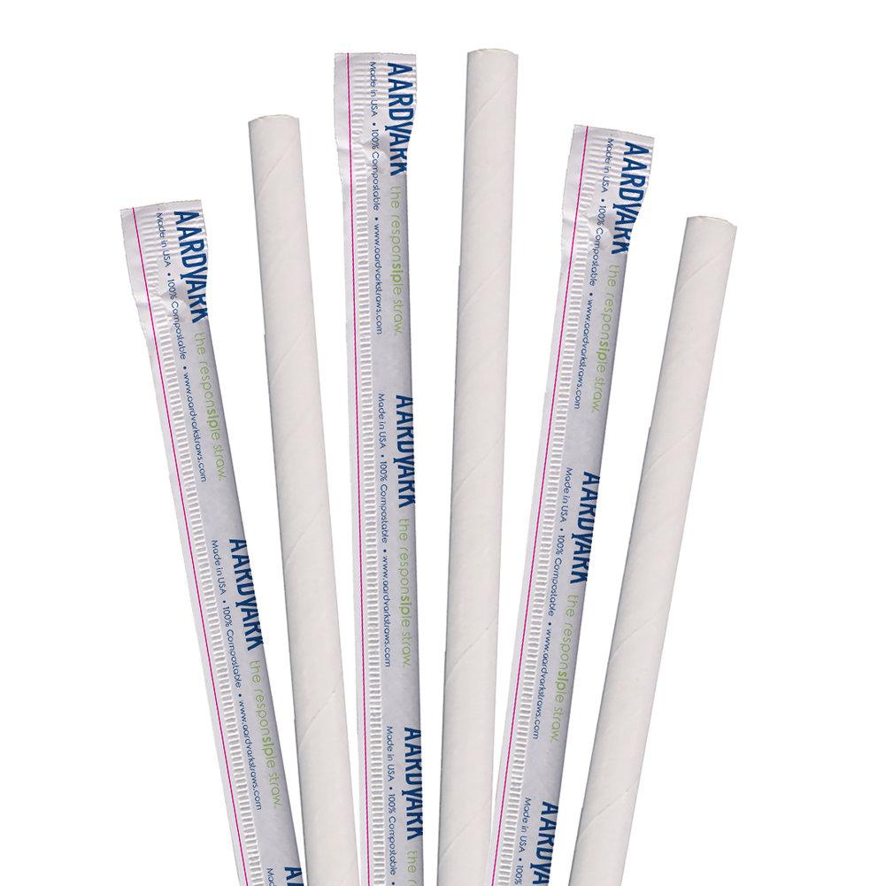 7.75" Wrapped White Giant Paper Straws - 2400 ct.