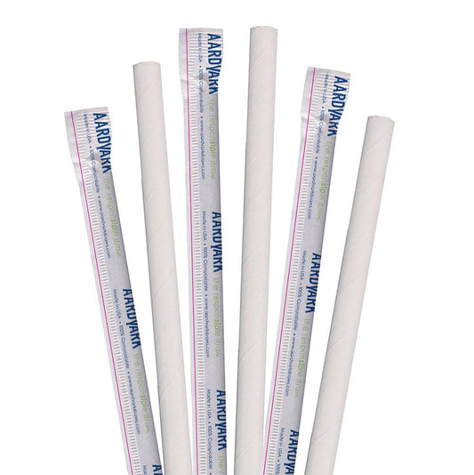 10" Wrapped White Giant Paper Straws - 2400 ct.