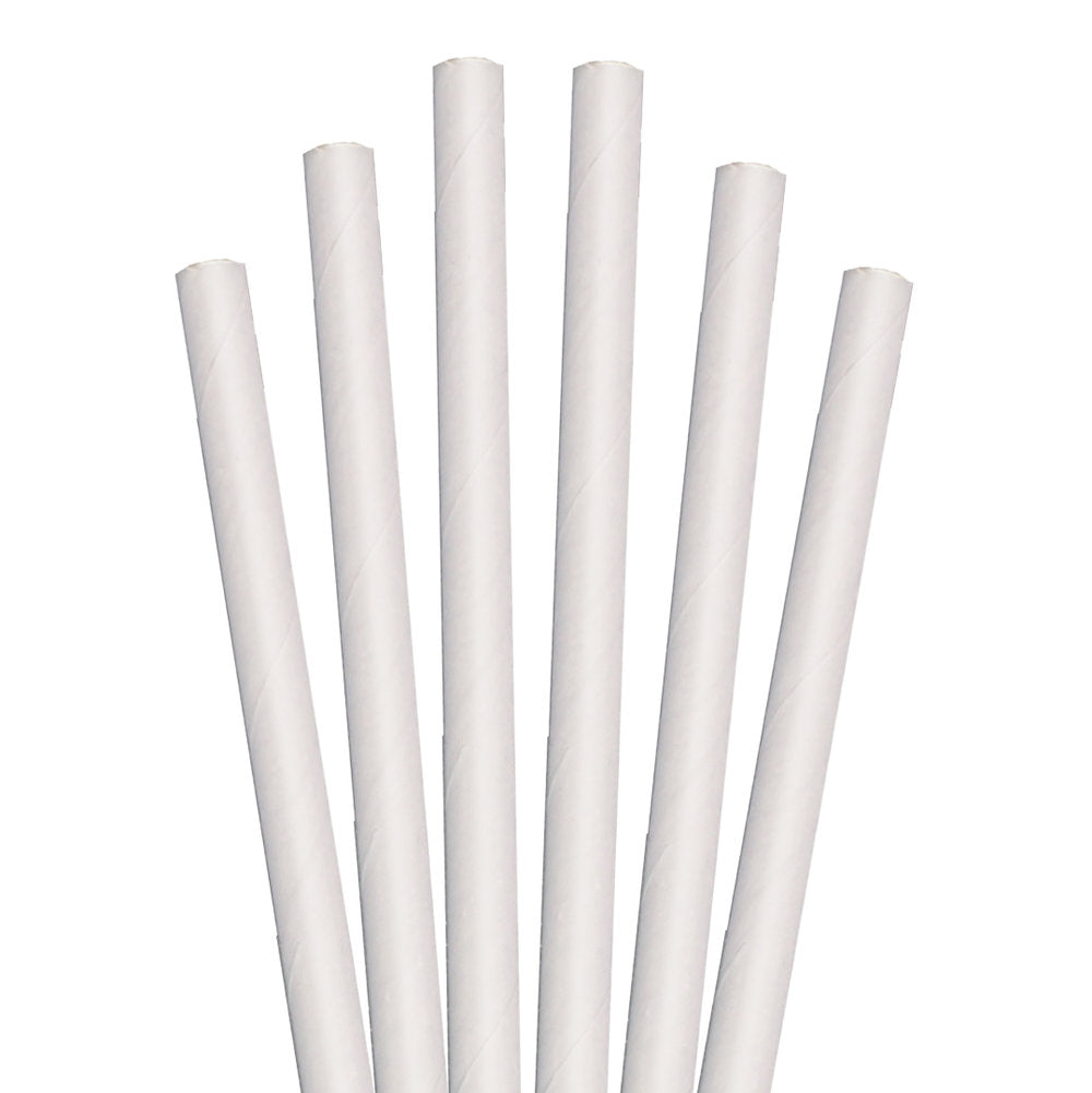 8.5" White Bubble Tea Paper Straws - 1080 ct.