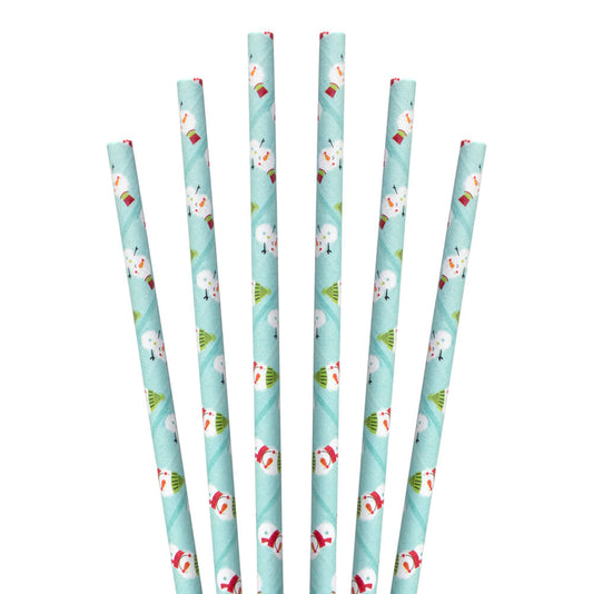 7.75" Snowman Jumbo Paper Straws - 600 ct.