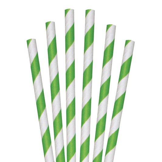 10" Green Striped Giant Paper Straws - 2800 ct.