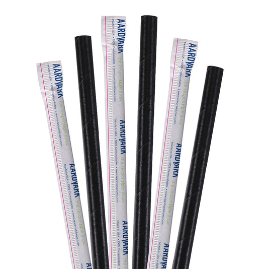 7.75" Wrapped Black Giant Paper Straws - 2400 ct.