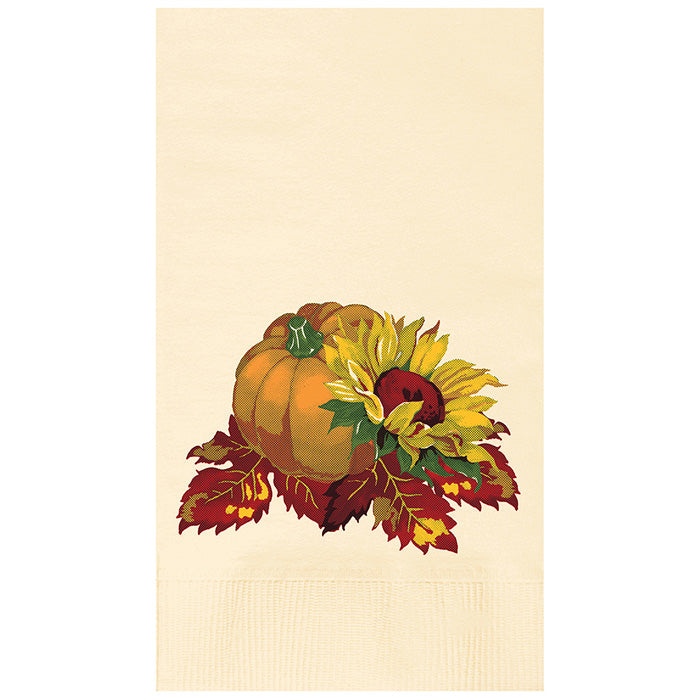 7.5" x 4.25" Fall Bounty Ecru Dinner Napkins 1000 ct