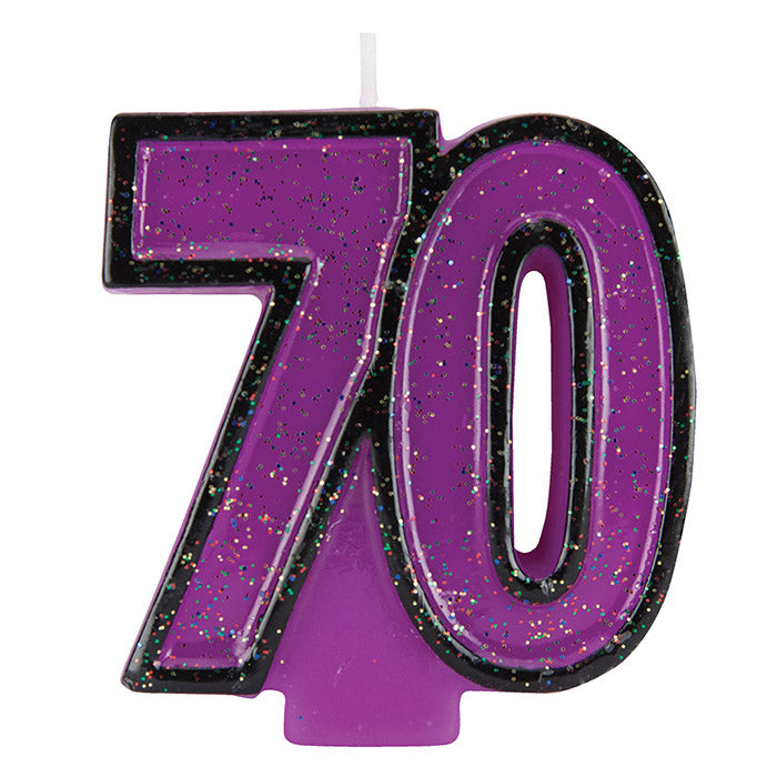 70th Birthday Glitter Candles 6 ct