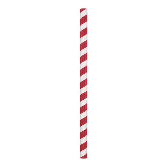 8.5" Giant Red & White Stripe Paper Straws 1,500 ct