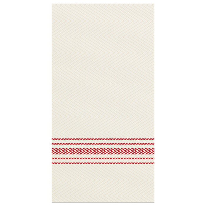 8" x 4" FashnPoint White and Red Stripe Dinner Napkins 800 ct