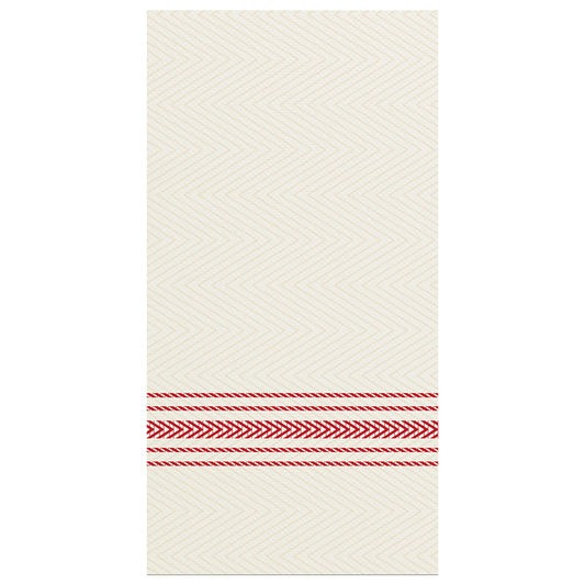 8" x 4" FashnPoint White and Red Stripe Dinner Napkins 800 ct