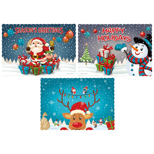 9.75" x 14" Winter Wonderland Multipack Paper Placemats 1000 ct