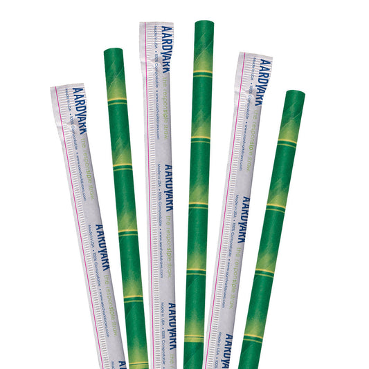 7.75" Wrapped Bamboo Jumbo Paper Straws - 3200 ct.