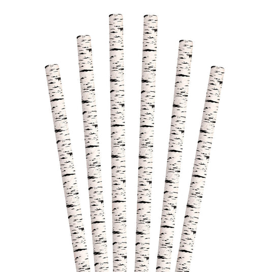 5.75" Black Birch Tree Cocktail Paper Straws - 7000 ct.