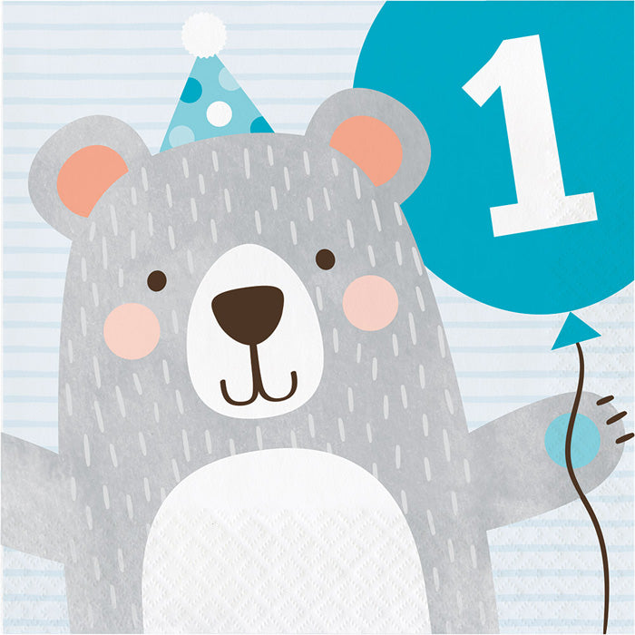 Bear Party 1st Birthday Luncheon Napkins 192 ct