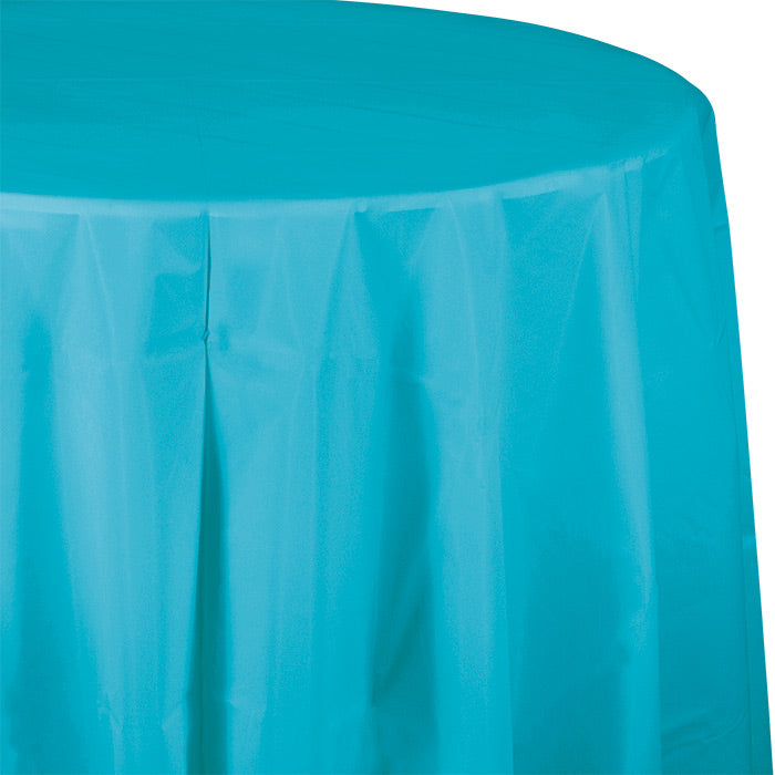 Bermuda Blue Octy-Round Plastic Tablecloths 12 ct