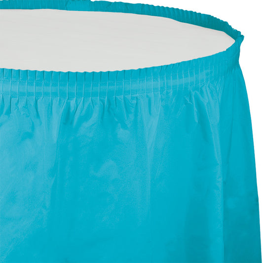 Bermuda Blue Plastic Tableskirt 6 ct