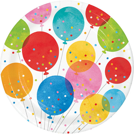 Birthday Confetti Balloons Dinner Plates 96 ct