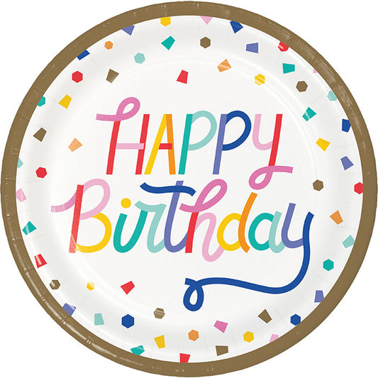 Birthday Confetti Happy Birthday Paper Plates 96 ct