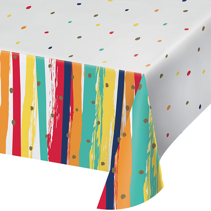 Birthday Stripes Paper Tablecloths 6 ct