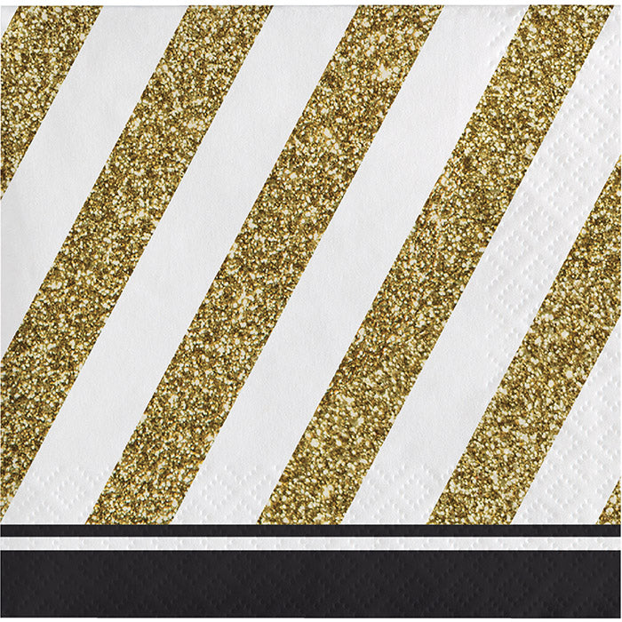 Black and Gold Beverage Napkins 192 ct