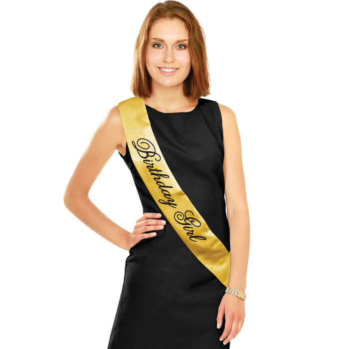 Black and Gold Birthday Sashes 12 ct