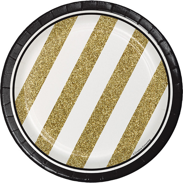 Black and Gold Dessert Plates 96 ct