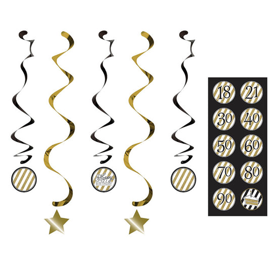 Black and Gold Dizzy Danglers 30 ct