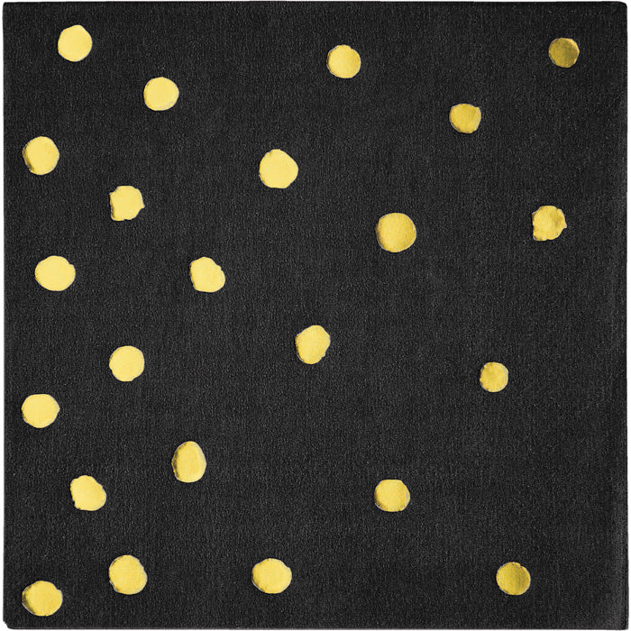 Black and Gold Foil Dot Beverage Napkins 192 ct