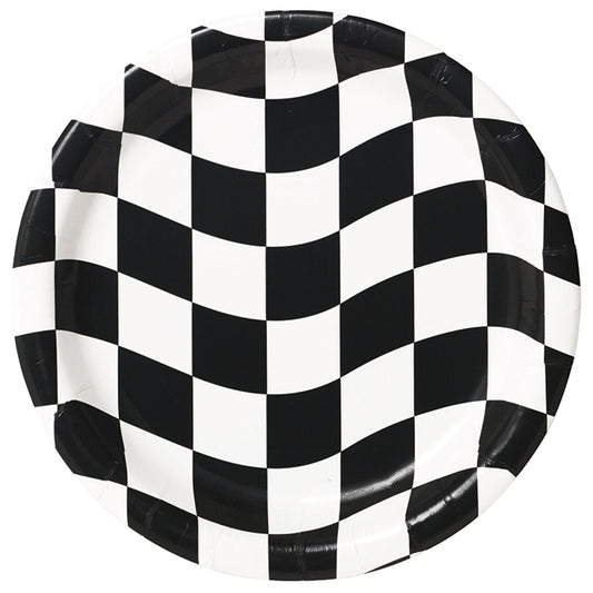 Black and White Check Dinner Plates 96 ct