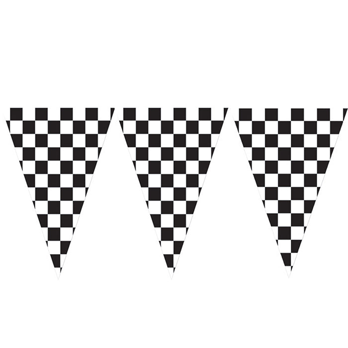 Black and White Check Flag Banners 6 ct