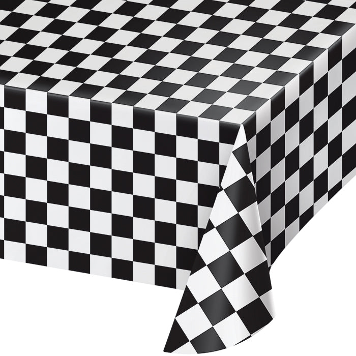 Black Check Plastic Tablecloths 12 ct