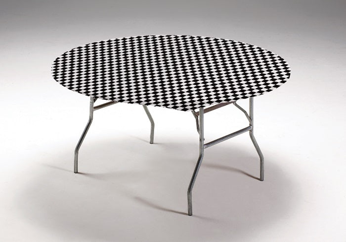 Black Check Stay Put Round Tablecloths 12 ct