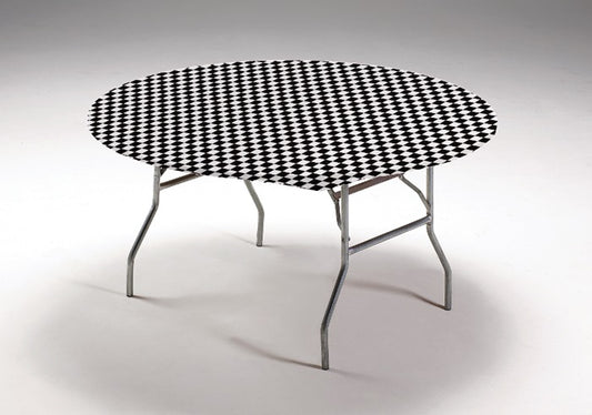 Black Check Stay Put Round Tablecloths 12 ct