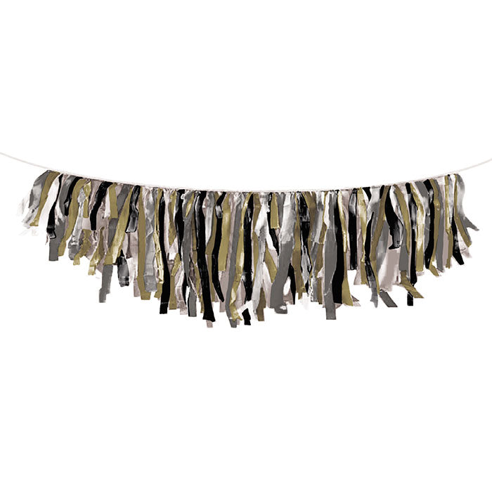 Black Gold and Silver Fringe Garlands 6 ct