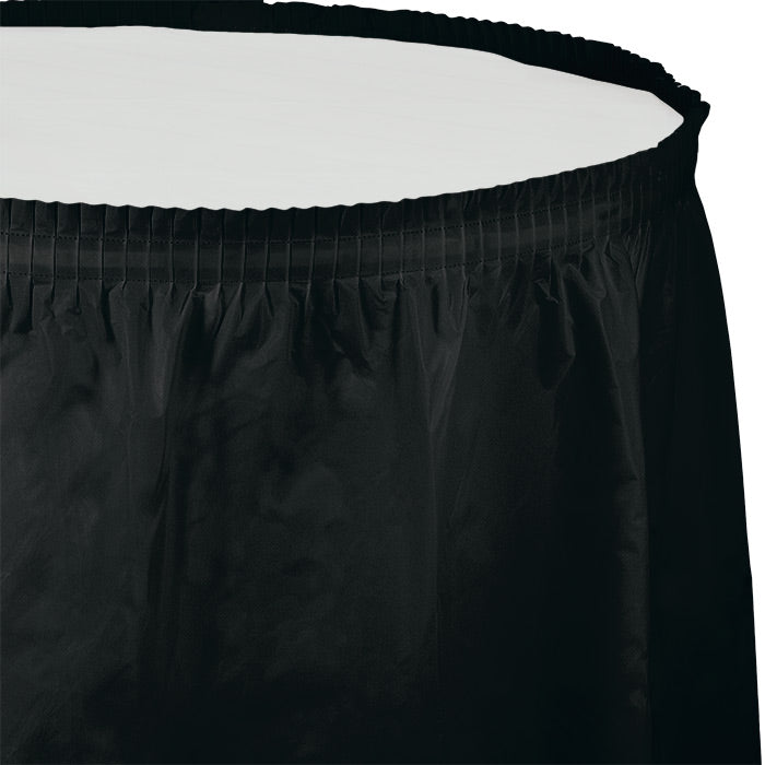 Black Velvet Plastic Tableskirt 6 ct