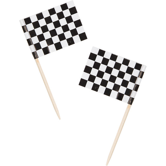 Black & White Check Flag Picks 600 ct