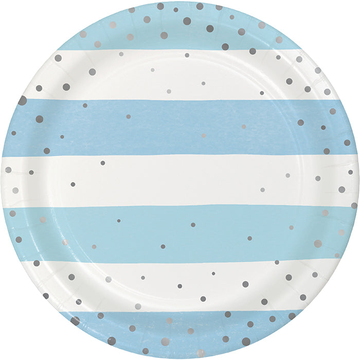 Blue and Silver Celebration Dessert Plates 96 ct